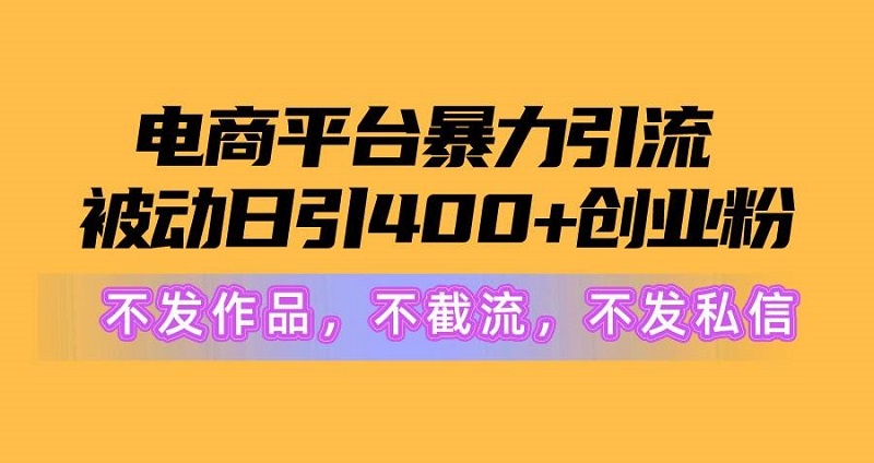 电商平台暴力引流,被动日引400+创业粉不发作品，不截流，不发私信-云资源库