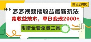 多多视频撸收益最新玩法，高收益技术，单日变现2000+，附赠全套技术资料-云资源库