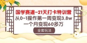 国学 赛道-21天打卡特训营：从0-1操作第一周变现3.8w，一个月变现60多万-云资源库