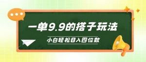 小白也能轻松玩转的搭子项目，一单9.9，日入四位数-云资源库