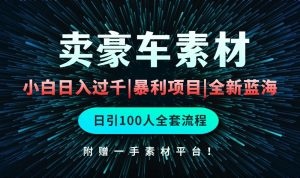 通过卖豪车素材项目玩法，空手套白狼，简单重复操作全套引流流程-云资源库