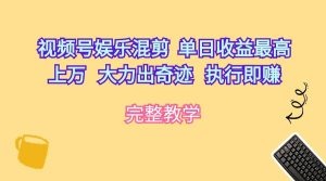 视频号娱乐混剪 单日收益最高上万 大力出奇迹 执行即赚-云资源库