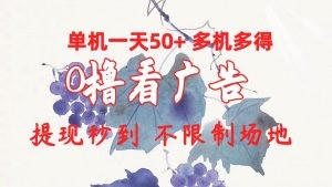 0撸看广告 单机一天50+多机多得 提现秒到 不限制场地操作-云资源库