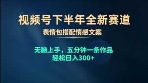 视频号下半年全新赛道，表情包搭配情感文案 无脑上手，五分钟一条作品…-云资源库