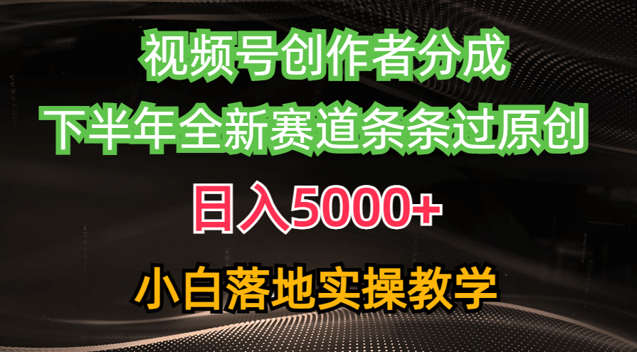 视频号创作者分成最新玩法，日入5000+  下半年全新赛道条条过原创，小…-云资源库