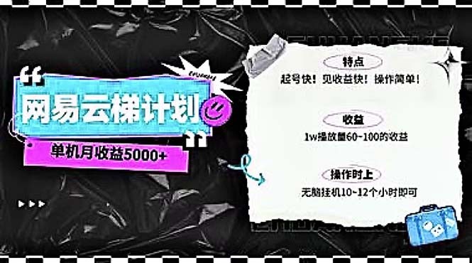 2024网易云云梯计划 单机日300+ 无脑月入5000+-云资源库