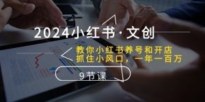 2024小红书·文创：教你小红书养号和开店、抓住小风口 一年一百万 (9节课)-云资源库