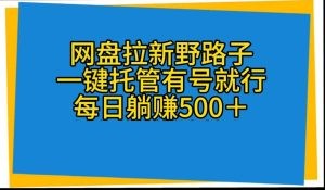 网盘拉新野路子，一键托管有号就行，全自动代发视频，每日躺赚500＋-云资源库