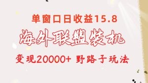 海外联盟装机 单窗口日收益15.8  变现20000+ 野路子玩法-云资源库