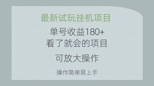 最新试玩挂机项目 单号收益180+看了就会的项目，可放大操作 操作简单易…-云资源库