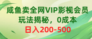 咸鱼卖全网VIP影视会员，玩法揭秘，0成本日入200-500-云资源库