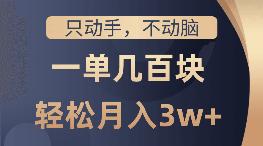 只动手不动脑，一单几百块，轻松月入3w+，看完就能直接操作，详细教程-云资源库