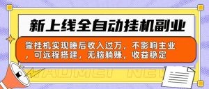 新上线全自动挂机副业：靠挂机实现睡后收入过万，不影响主业可远程搭建…-云资源库