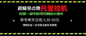 视频号点赞托管挂机，单号单天利润30~50，一部手机无限放大（附带无限…-云资源库