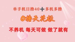 0撸天花板 单手机日收益40+ 2台80+ 单人可操作10台 做了就有 长期稳定-云资源库