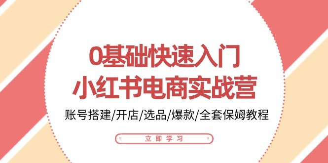 0基础快速入门-小红书电商实战营：账号搭建/开店/选品/爆款/全套保姆教程-云资源库