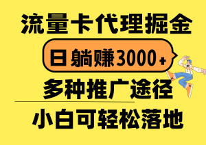 流量卡代理掘金，日躺赚3000+，首码平台变现更暴力，多种推广途径，新…-云资源库