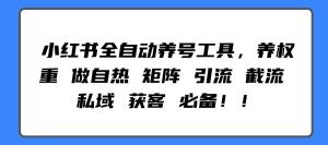 小红书全自动养号，养权重矩阵 引流 截流 私域等必备！！-云资源库