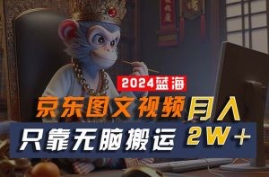 2024最新蓝海项目，只靠无脑搬运，不需要剪辑，有手就会，京东图文视频…-云资源库