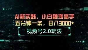 视频号2.0玩法 AI新实践，小白秒变高手五分钟一条，日入3000+-云资源库