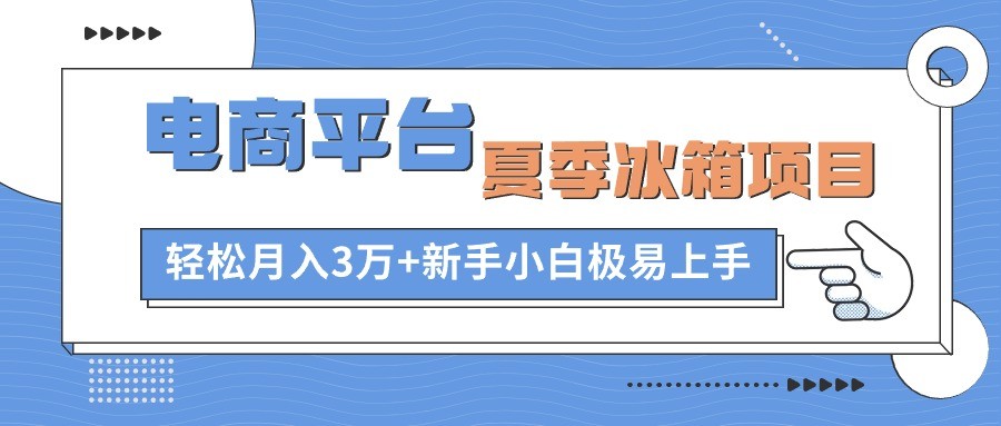 电商平台夏季冰箱项目，轻松月入3万+，新手小白极易上手-云资源库