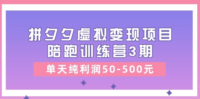 某收费培训《拼夕夕虚拟变现项目陪跑训练营3期》单天纯利润50-500元-云资源库