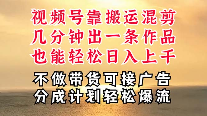 深层揭秘视频号项目，是如何靠搬运混剪做到日入过千上万的，带你轻松爆…-云资源库