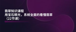 翡翠知识课程，用宝石眼光，系统全面的看懂翡翠（22节课）-云资源库