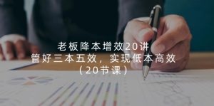 老板 降本增效20讲，管好 三本五效，实现低本高效（20节课）-云资源库