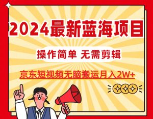 2024最新蓝海项目，无需剪辑，京东图文短视频无脑搬运月入2W+-云资源库