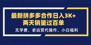 最新拼多多合作日入3K+两天销量过百单，无学费、老运营代操作、小白福利-云资源库