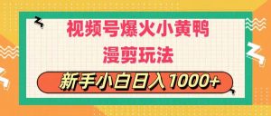 视频号爆火小黄鸭搞笑漫剪玩法，每日1小时，新手小白日入1000+-云资源库