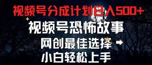 2024最新视频号分成计划，每天5分钟轻松月入500+，恐怖故事赛道,-云资源库