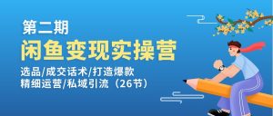 闲鱼变现实操训练营第2期：选品/成交话术/打造爆款/精细运营/私域引流-云资源库