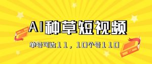 AI种草单账号日收益11元（抖音，快手，视频号），10个就是110元-云资源库