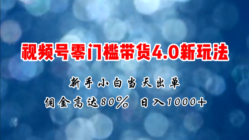 微信视频号零门槛带货4.0新玩法，新手小白当天见收益，日入1000+-云资源库