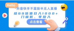 抖音快手不露脸半无人直播，给QQ估值日入1000+，门槛低、零投入-云资源库