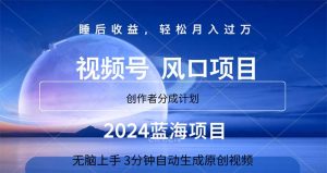 2024蓝海项目，3分钟自动生成视频，月入过万-云资源库