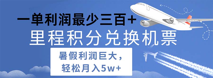 2024暑假利润空间巨大的里程积分兑换机票项目，每一单利润最少500-云资源库