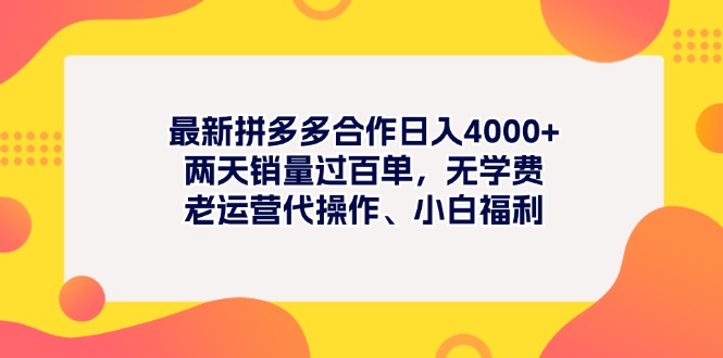 最新拼多多项目日入4000+两天销量过百单，无学费、老运营代操作、小白福利-云资源库