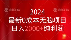 2024最新0成本无脑项目，日入2000+纯利润-云资源库