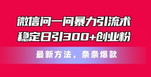 微信问一问暴力引流术，稳定日引300+创业粉，最新方法，条条爆款-云资源库