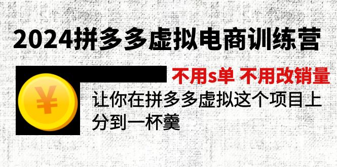 2024拼多多虚拟电商训练营 不用s单 不用改销量  在拼多多虚拟上分到一杯羹-云资源库