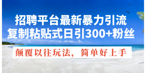 招聘平台最新暴力引流，复制粘贴式日引300+粉丝，颠覆以往垃圾玩法，简…-云资源库