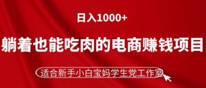 躺着也能吃肉的电商赚钱项目，日入1000+，适合新手小白宝妈学生党工作室-云资源库