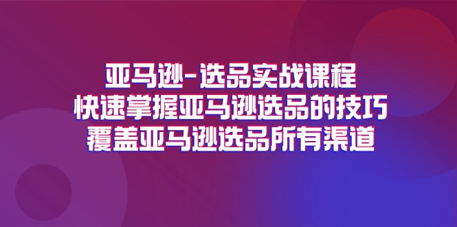 亚马逊-选品实战课程，快速掌握亚马逊选品的技巧，覆盖亚马逊选品所有渠道-云资源库