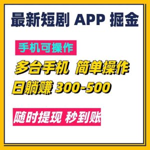 最新短剧app掘金/日躺赚300到500/随时提现/秒到账-云资源库