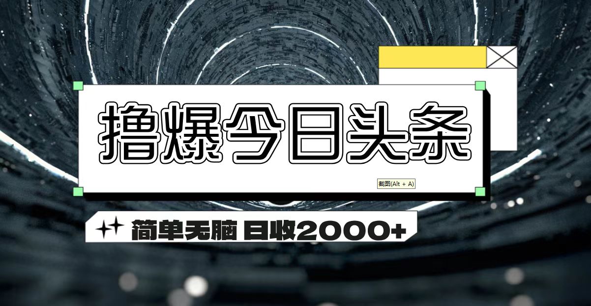 撸爆今日头条 简单无脑操作 日收2000+-云资源库