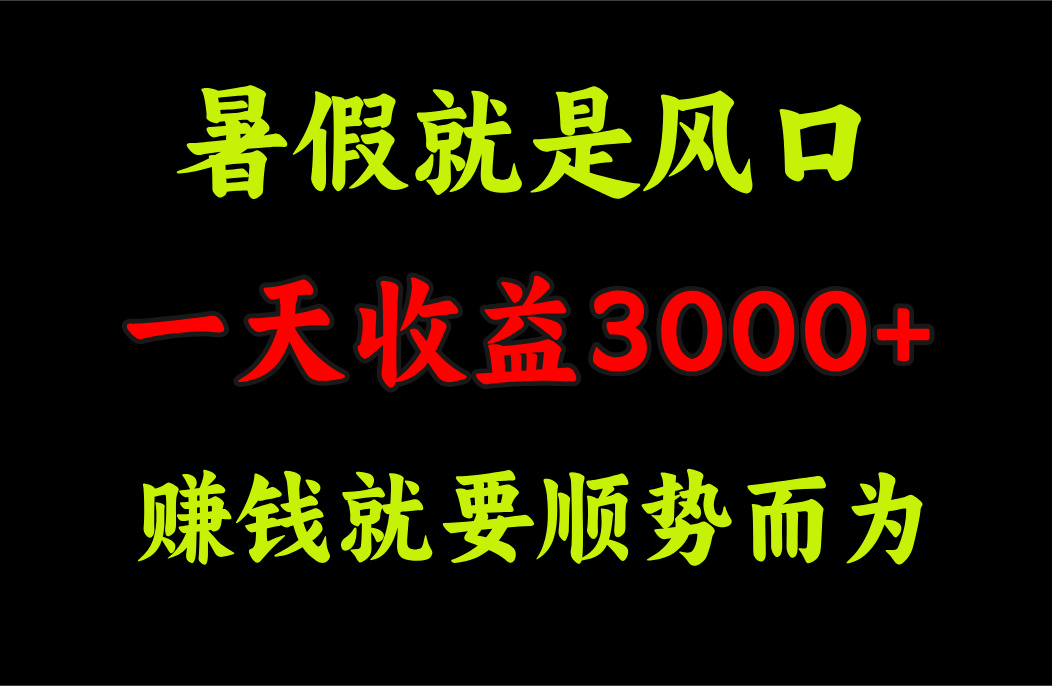 一天收益3000+ 赚钱就是顺势而为，暑假就是风口-云资源库