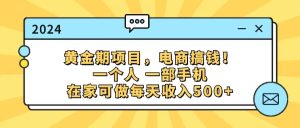 黄金期项目，电商搞钱！一个人，一部手机，在家可做，每天收入500+-云资源库